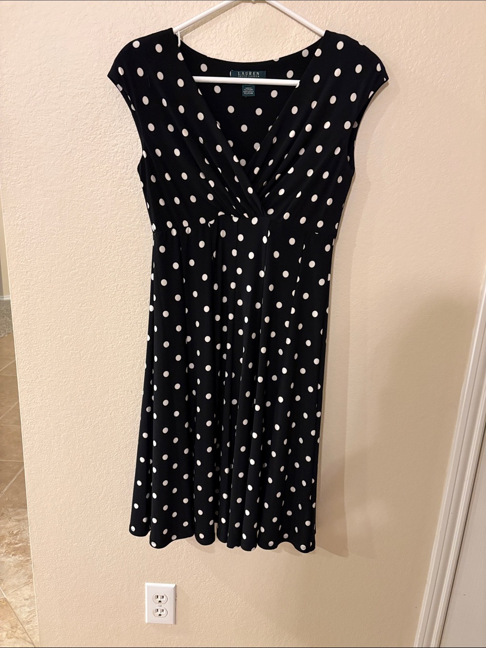 Lauren Ralph Lauren Black and White Polka Dot Midi Dress